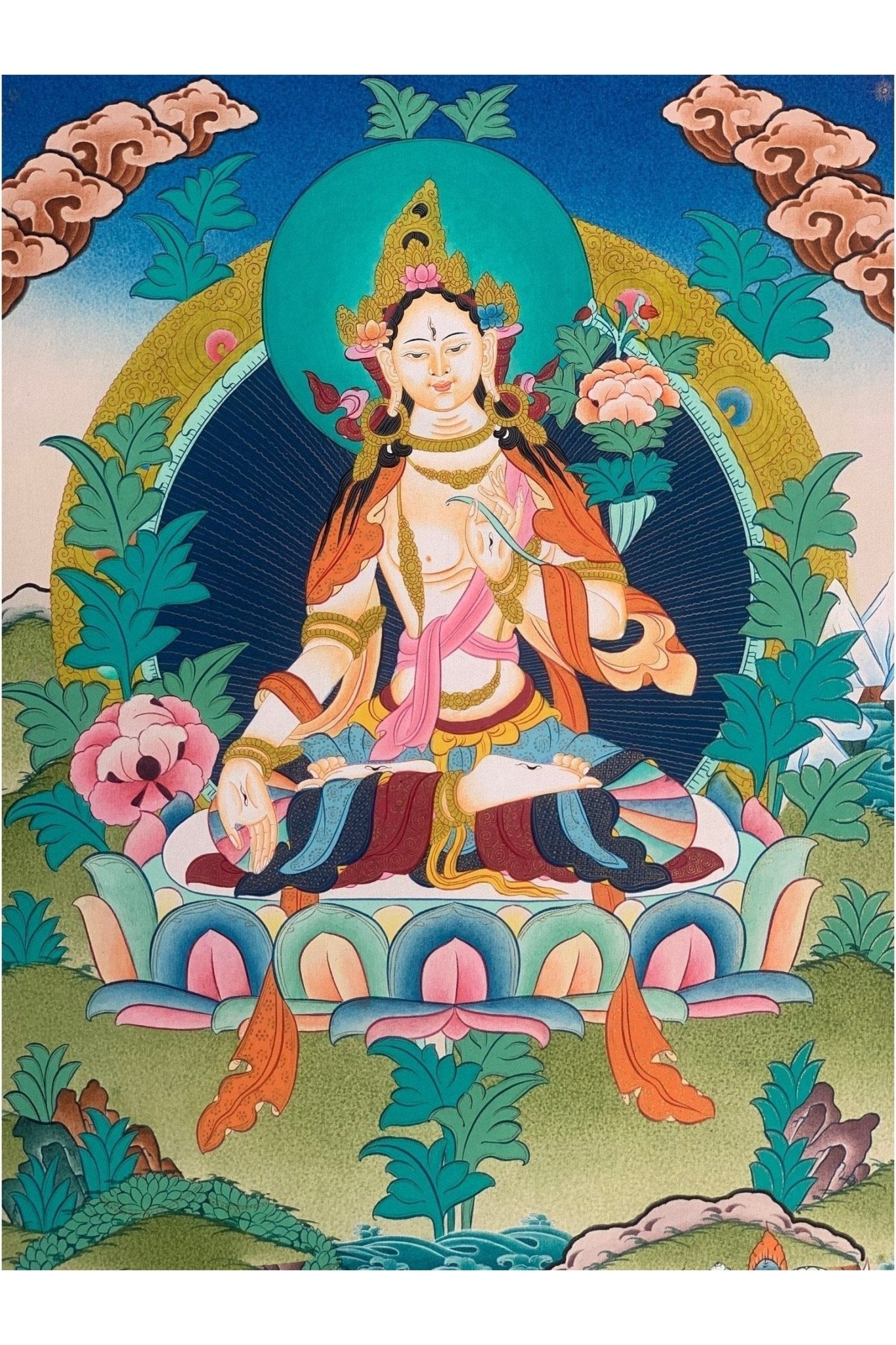 White Tara/ Sitatara/Mother Goddess High - Quality Masterpiece Tibetan Thangka Painting/ Original Art - Tibetan Thangka Art