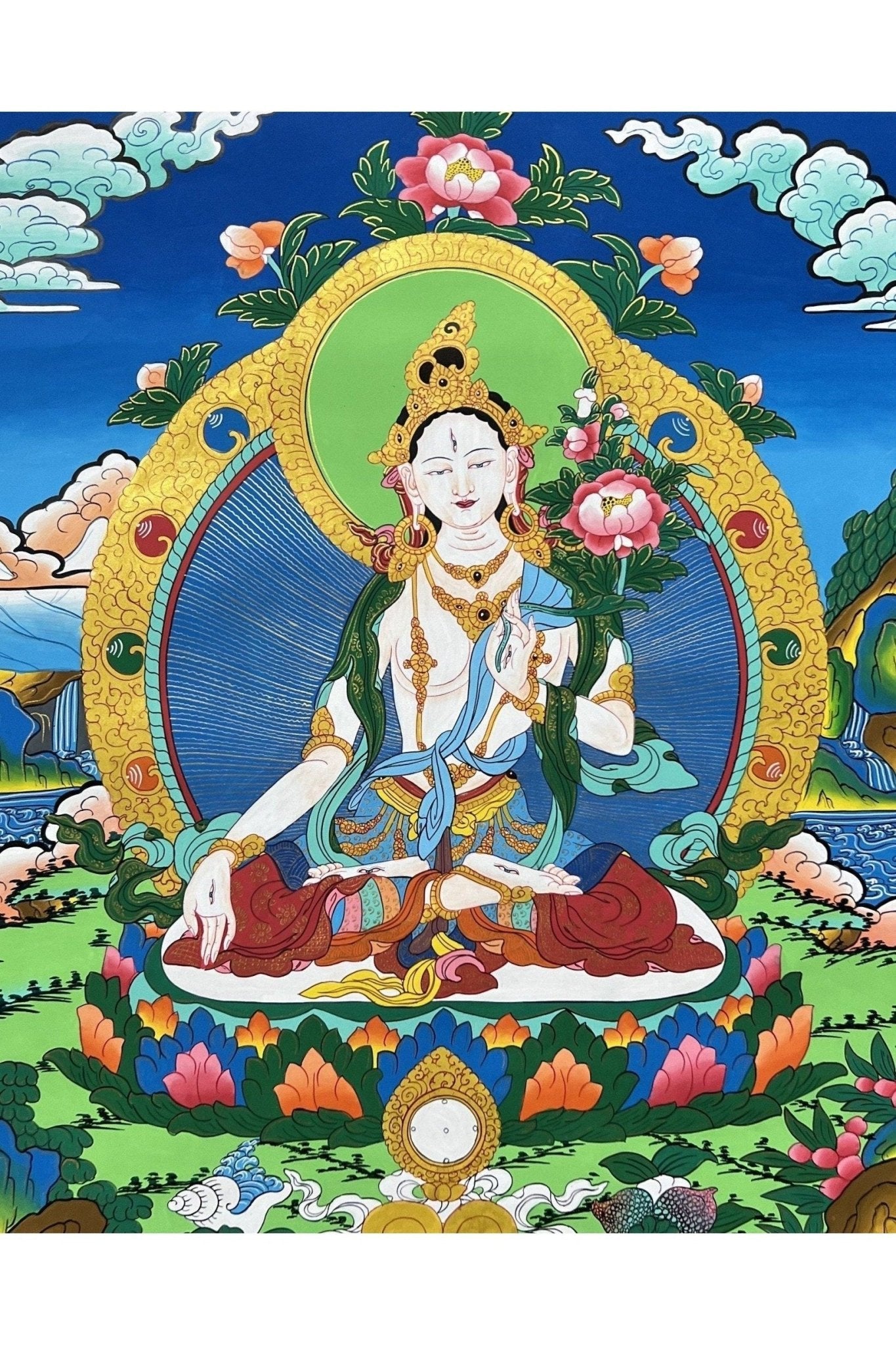 White Tara/Mother Tara/ Mother Goddess Master - Quality Tibetan Thangka Painting Original Hand - Painted Meditation Art - Tibetan Thangka Art