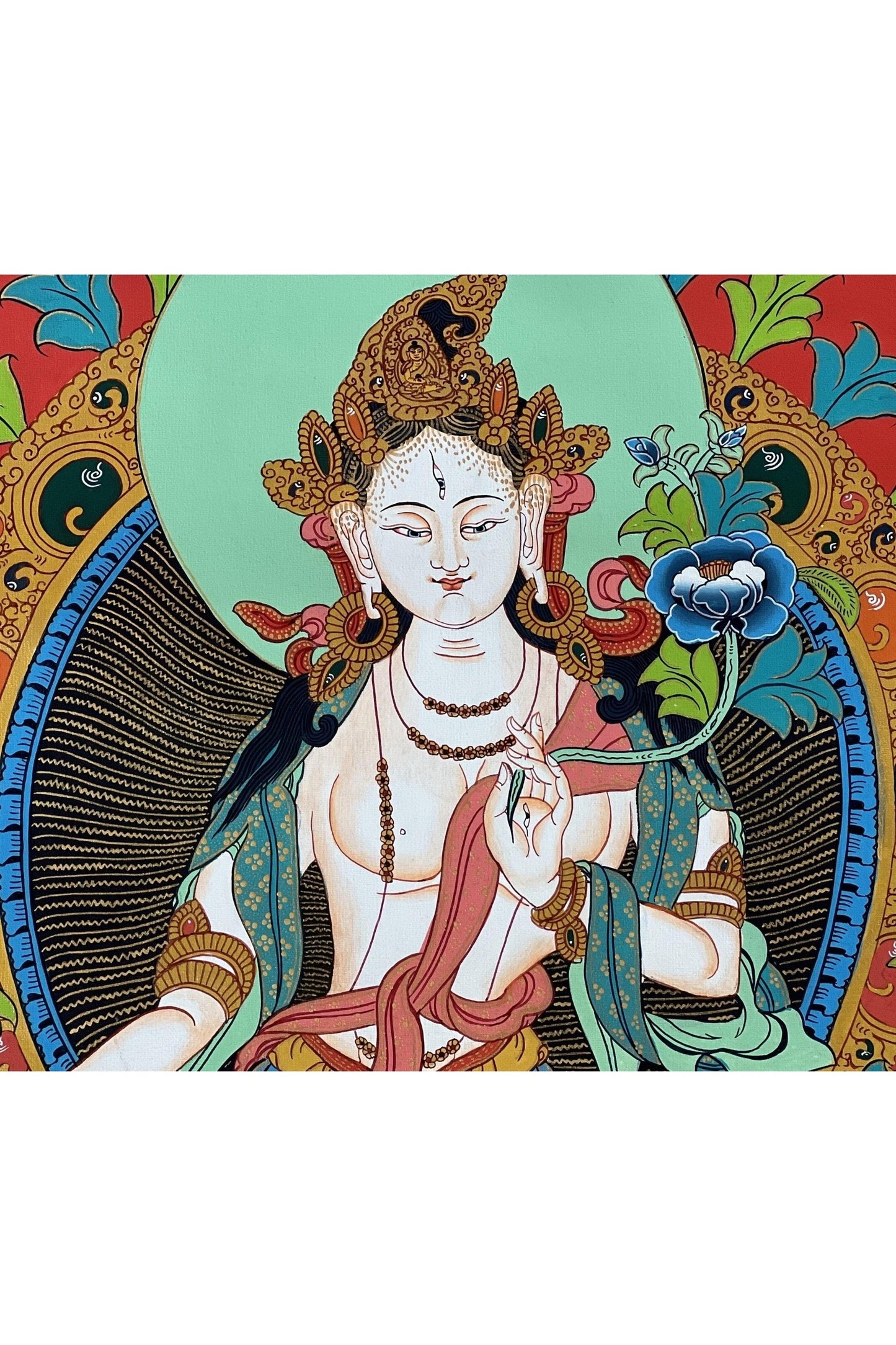 White Tara/Mother Tara/ Mother Goddess Masterpiece Large Tibetan Thangka Original Hand - Painting Buddhist Meditation Art - Tibetan Thangka Art
