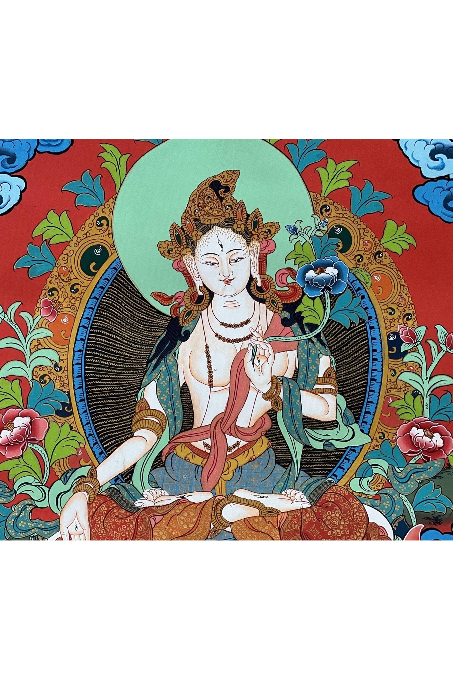White Tara/Mother Tara/ Mother Goddess Masterpiece Large Tibetan Thangka Original Hand - Painting Buddhist Meditation Art - Tibetan Thangka Art