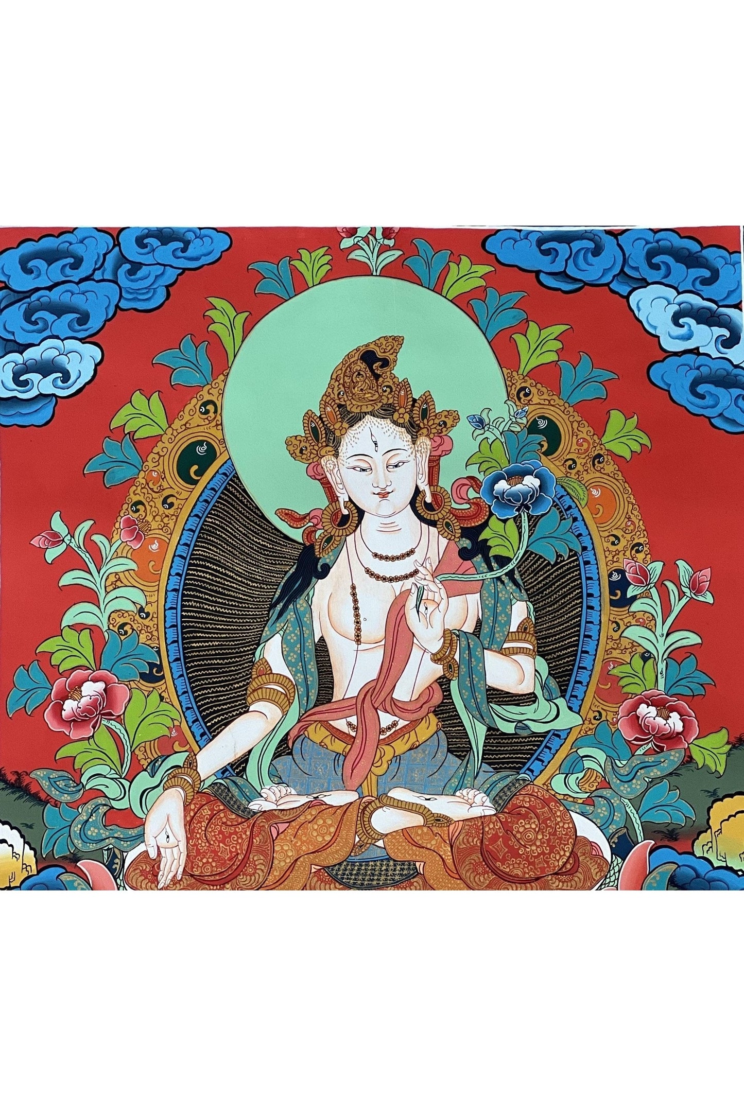 White Tara/Mother Tara/ Mother Goddess Masterpiece Large Tibetan Thangka Original Hand - Painting Buddhist Meditation Art - Tibetan Thangka Art