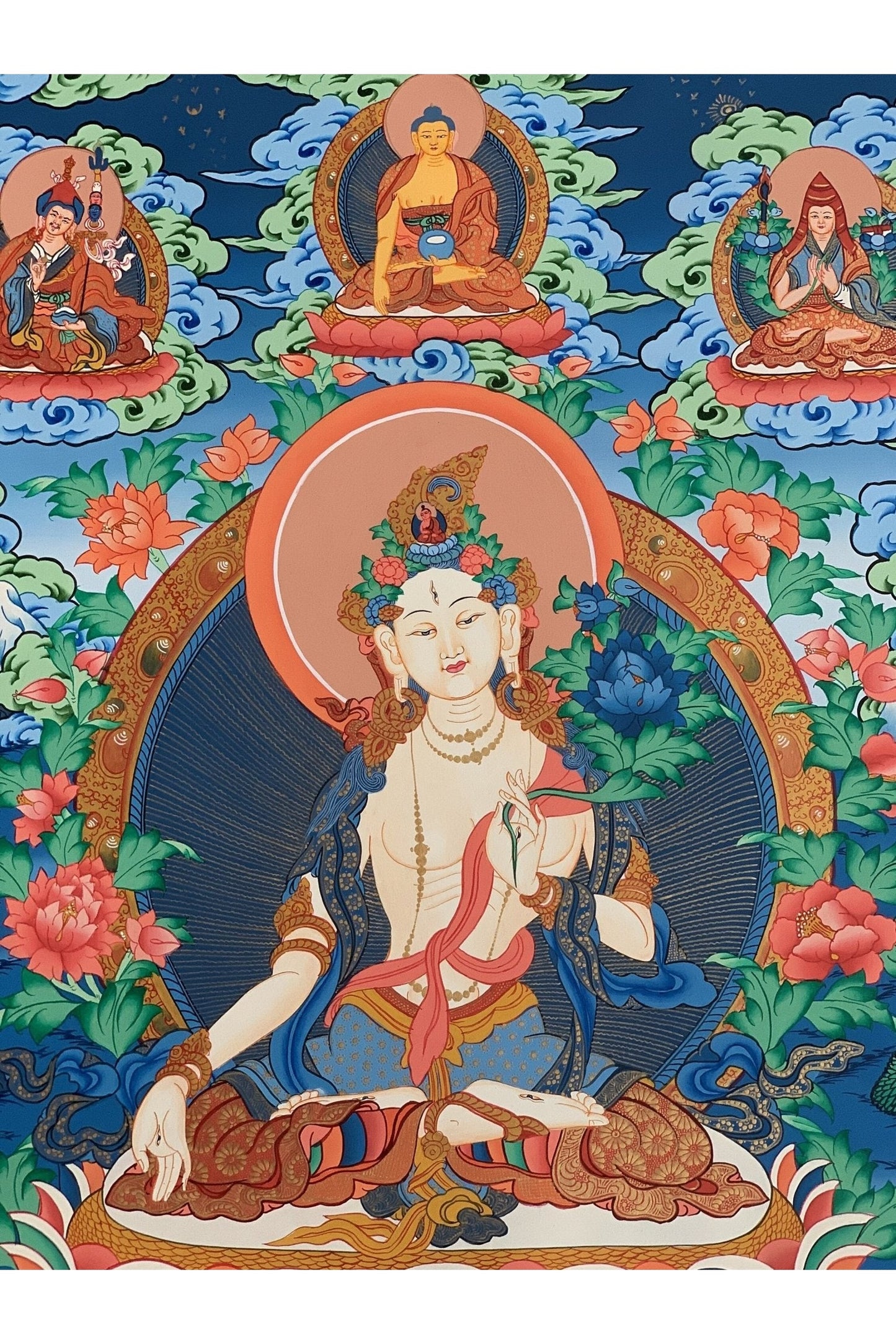 White Tara/Sitatara Mother Goddess Masterpiece Tibetan Thangka Painting Original Hand - Painting Compassion Meditation Buddhist Art - Tibetan Thangka Art