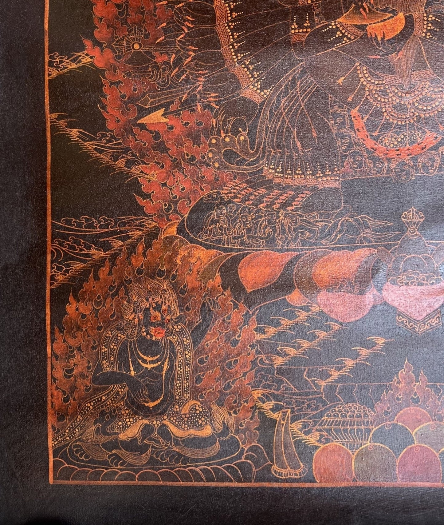 Yamantaka with Shakti Old Oil - Varnished Original Tibetan Thangka/ Thanka Painting Wall Hanging Compassion Meditation Art - Tibetan Thangka Art