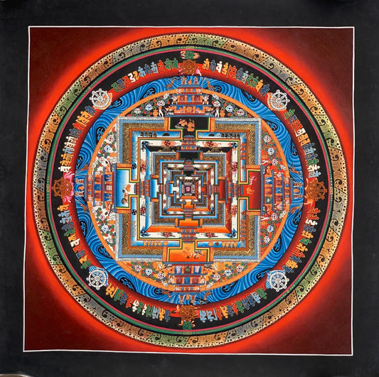 Wheel of Life, Kalachakra Mandala, Fine Quality, Master Quality Thangka Painting, Original Art  14 x 14 Inch