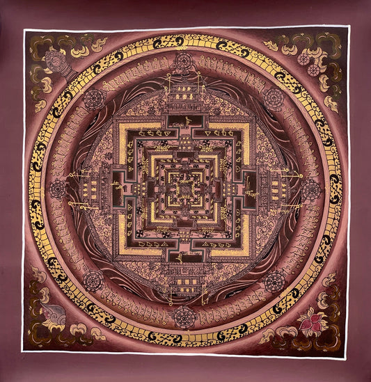 Wheel of Life, Kalachakra Mandala, High Quality, Thangka Painting, Original Art  13 x 13 Inch
