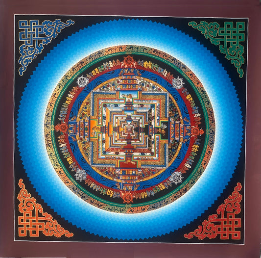 Wheel of Life, Kalachakra, Rainbow, Mandala, Thangka Painting, Original Art  16 x 16 Inch