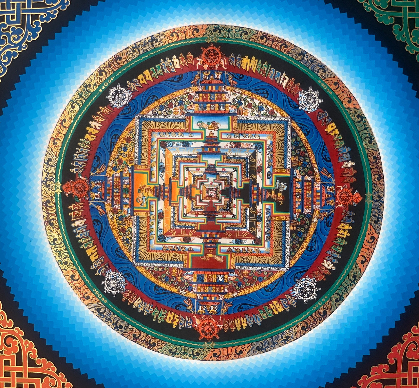 Wheel of Life, Kalachakra, Rainbow, Mandala, Thangka Painting, Original Art  16 x 16 Inch