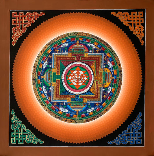 Shri Yantra or Shri Chakara, Mandala Thangka Painting Original Art 16 x 16 Inch