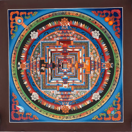 Wheel of Life, Kalachakra Mandala, Thangka Painting, Original Art  13 x 13 Inch