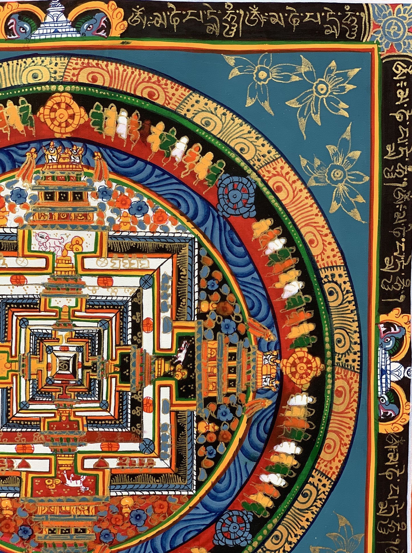Wheel of Life/ Wheel of Time, Kalachakra Mantra Mandala Original Hand Painted Tibetan Thangka/Thanka Painting  Wall Hanging  Meditation Art