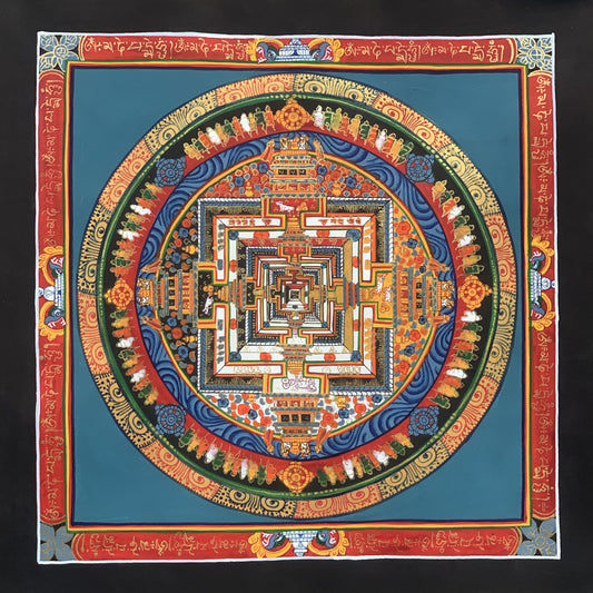 Wheel of Life Wheel of Time Kalachakra Mandala Hand Painted Original Tibetan Thangka  Compassion Meditation Art