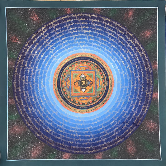 Sacred Tibetan Om Mantra Mandala Wheel of Life  Wheel of Time Tibetan Thangka Original Hand Painted Meditation Art