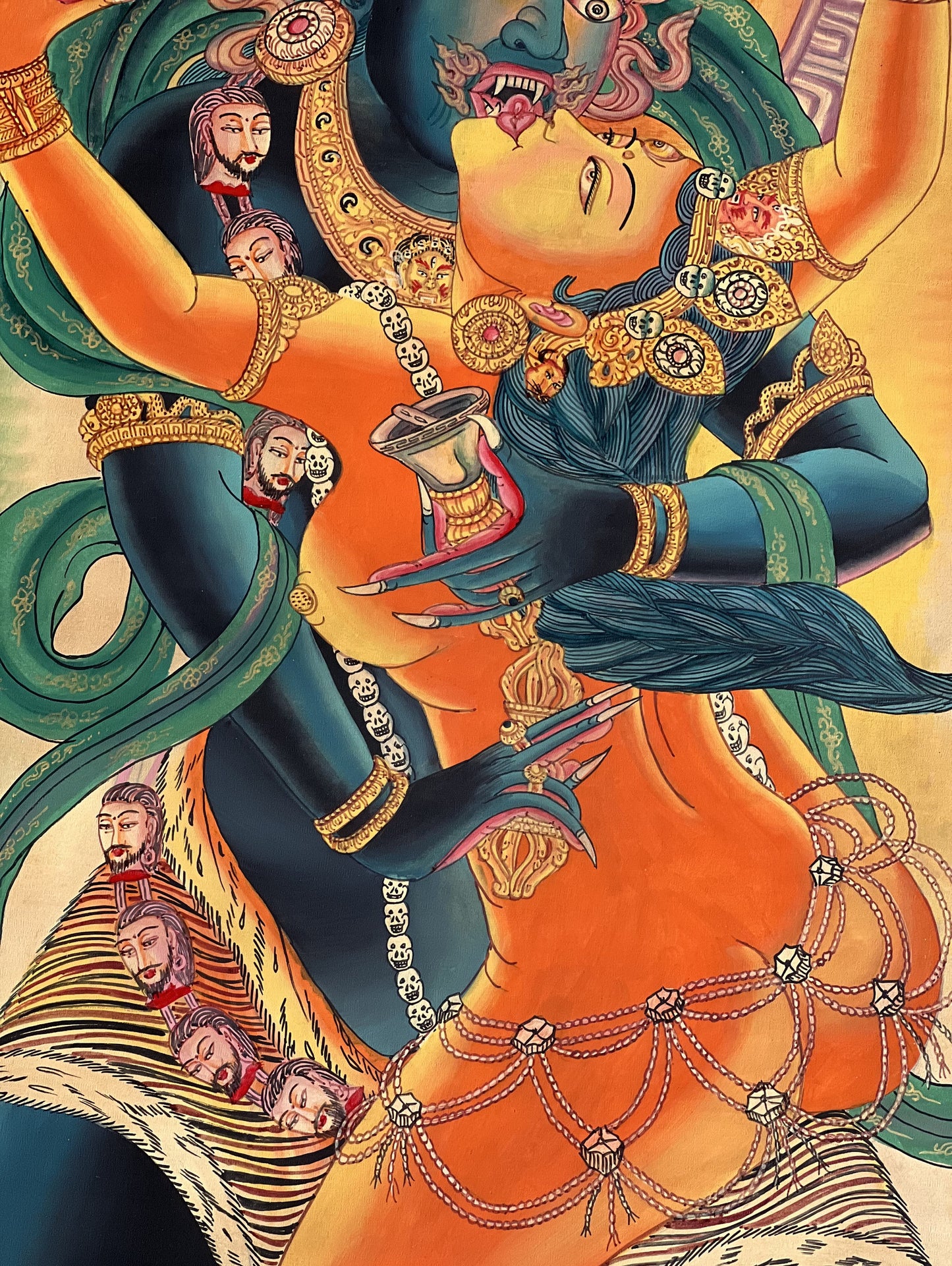 Chakrasamvara with Vajravarahi Sacred Union Original Masterpiece Newari Paubha Enlightenment Tibetan Thangka Painting