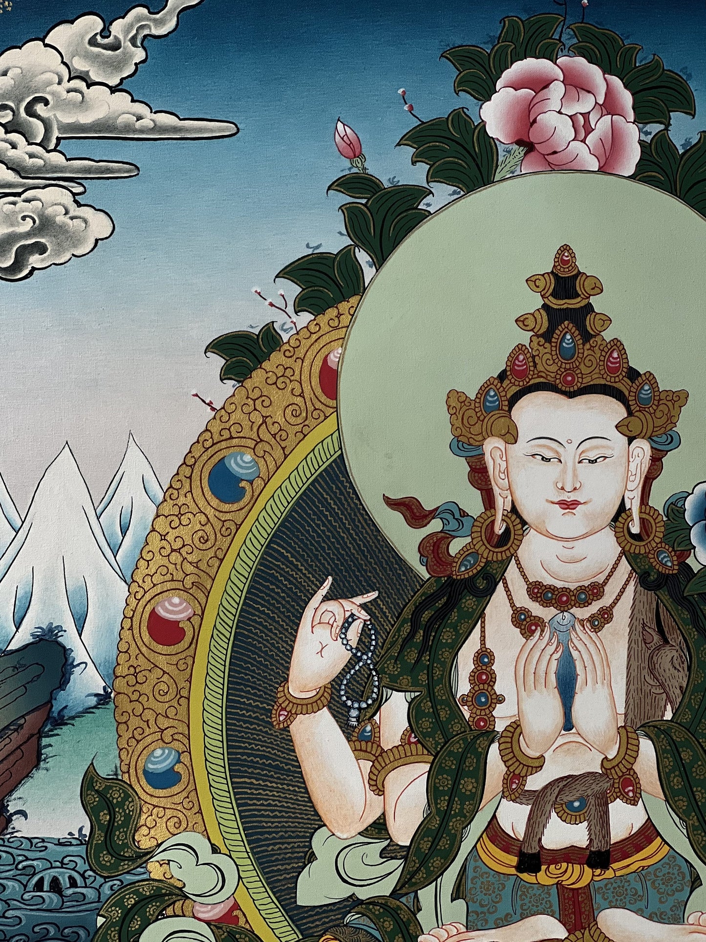 4 -Armed, Chyangresi, Chenrezig, Avalokiteshvara Bodhisattva High-Quality Masterpiece Hand Painted  Tibetan Thangka Painting, Original Art
