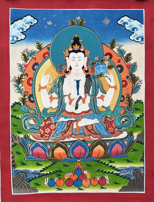 Avalokiteshvara/Chenrezig Master Quality Tibetan Thangka Painting Original Buddhist Meditation Art