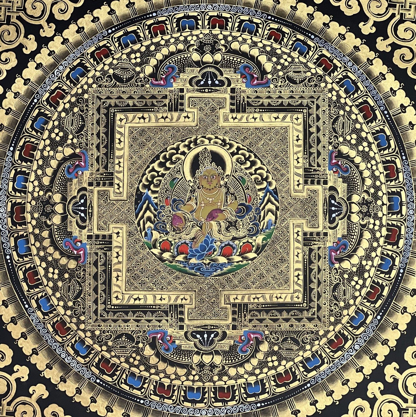 Zambala/ Jambhala  Mandala Tibetan Thangka Painting, Original Hand-Painted Art for Meditation/ Healing/ Home Decor