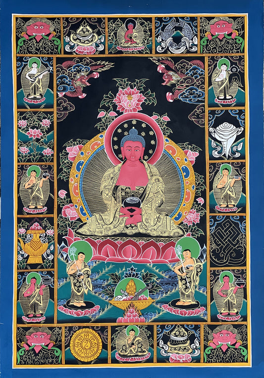 Amitabha Buddha/ Pure Land Sukhavati Large Masterpiece Original Tibetan Compassion Meditation Thangka Painting