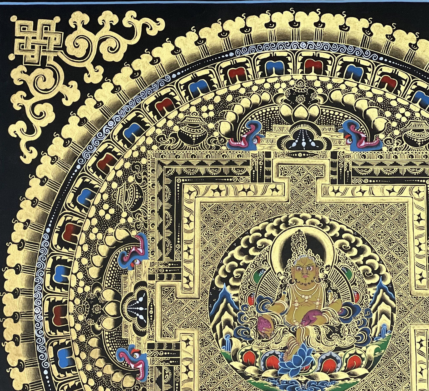 Zambala/ Jambhala  Mandala Tibetan Thangka Painting, Original Hand-Painted Art for Meditation/ Healing/ Home Decor