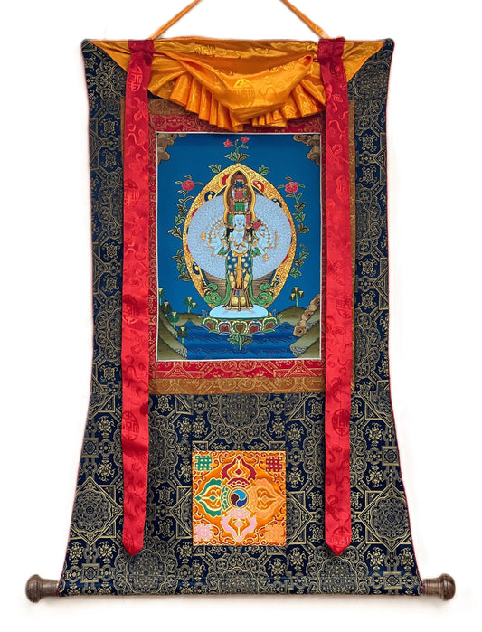 1000-ARMED Bodhisattva Avalokitesvara/ Lokeshwor/ God of Compassion Original Tibetan Thangka Art/ Hand-Painting for Peace and Wellbeing