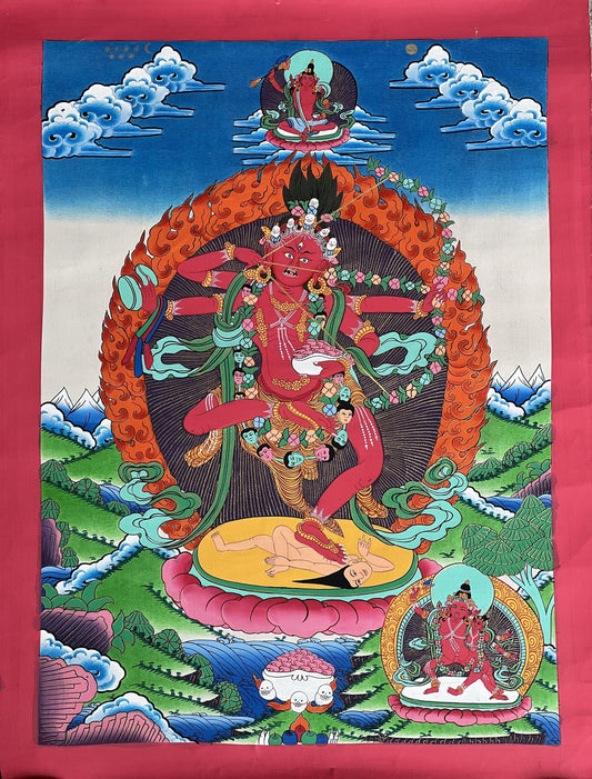 Kurukulla/ Kurukulle/ Mother Buddha High-Quality Masterpiece Hand Painted Tibetan Thangka/Thanka Painting Original Meditation Art