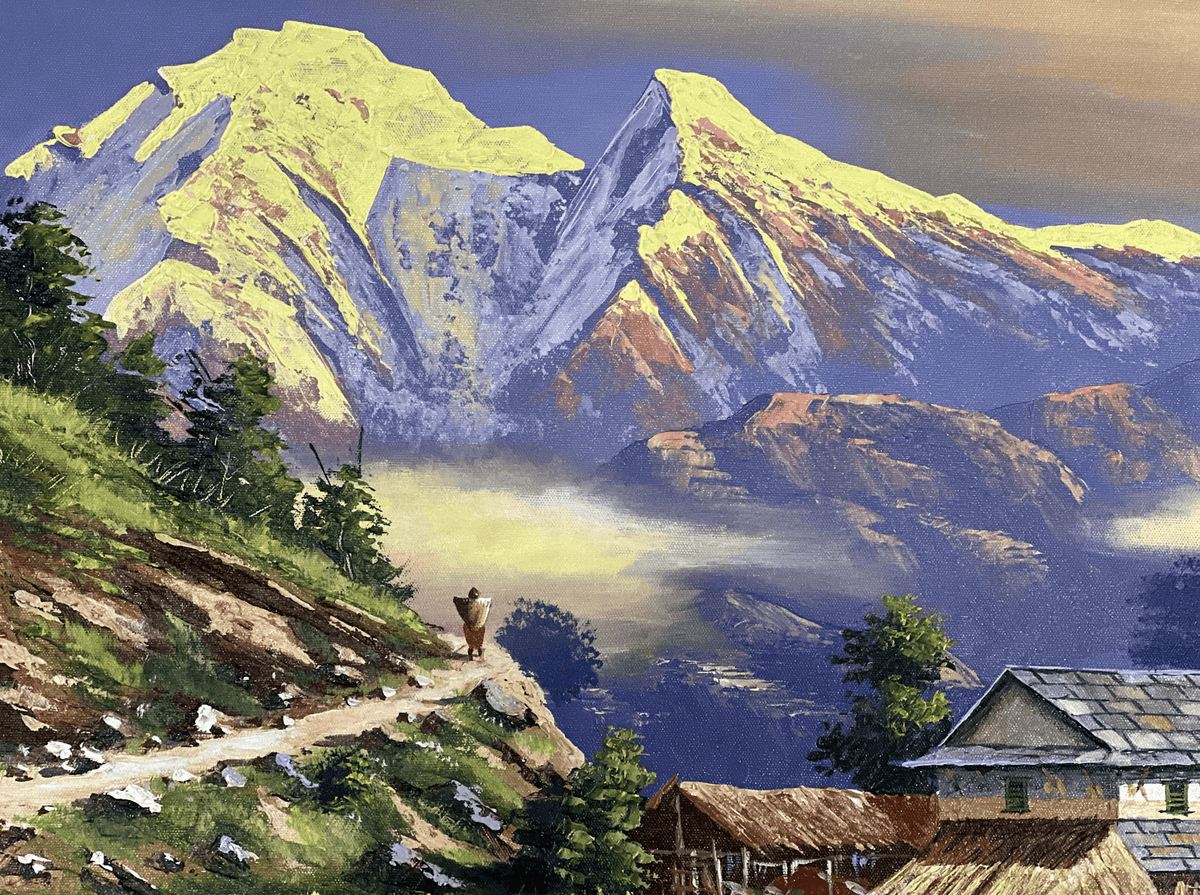 Mount Annapurna Range - Tibetan Thangka Art