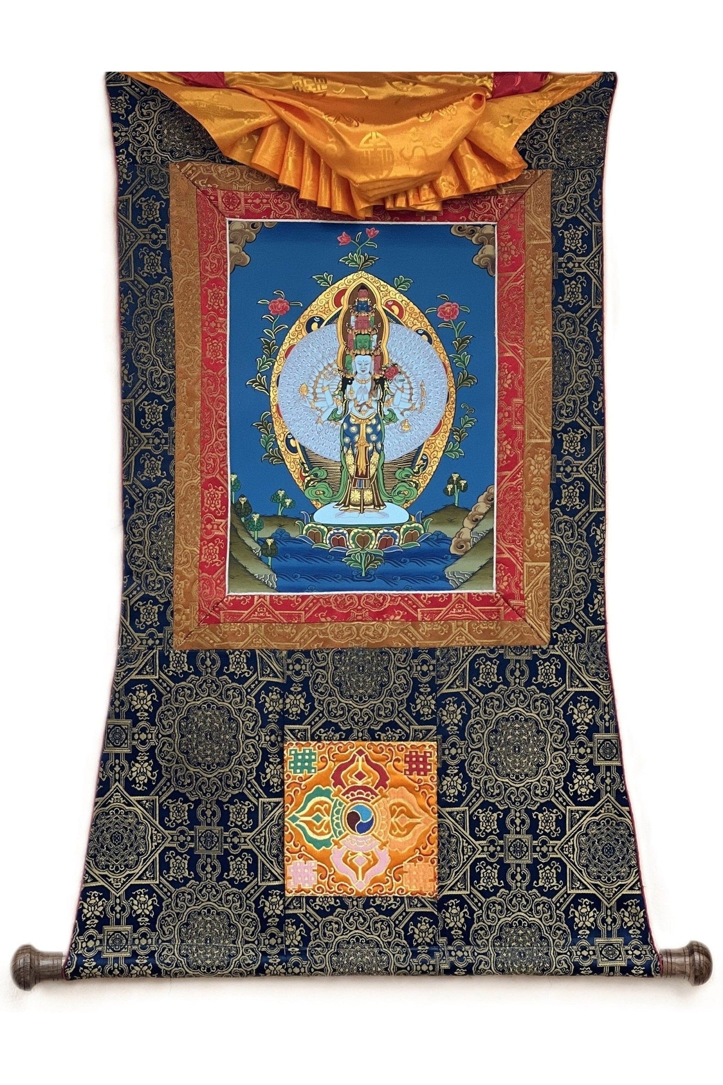 1000 - ARMED Bodhisattva Avalokitesvara/ Lokeshwor/ God of Compassion Original Tibetan Thangka Art/ Hand - Painting for Peace and Wellbeing - Tibetan Thangka Art