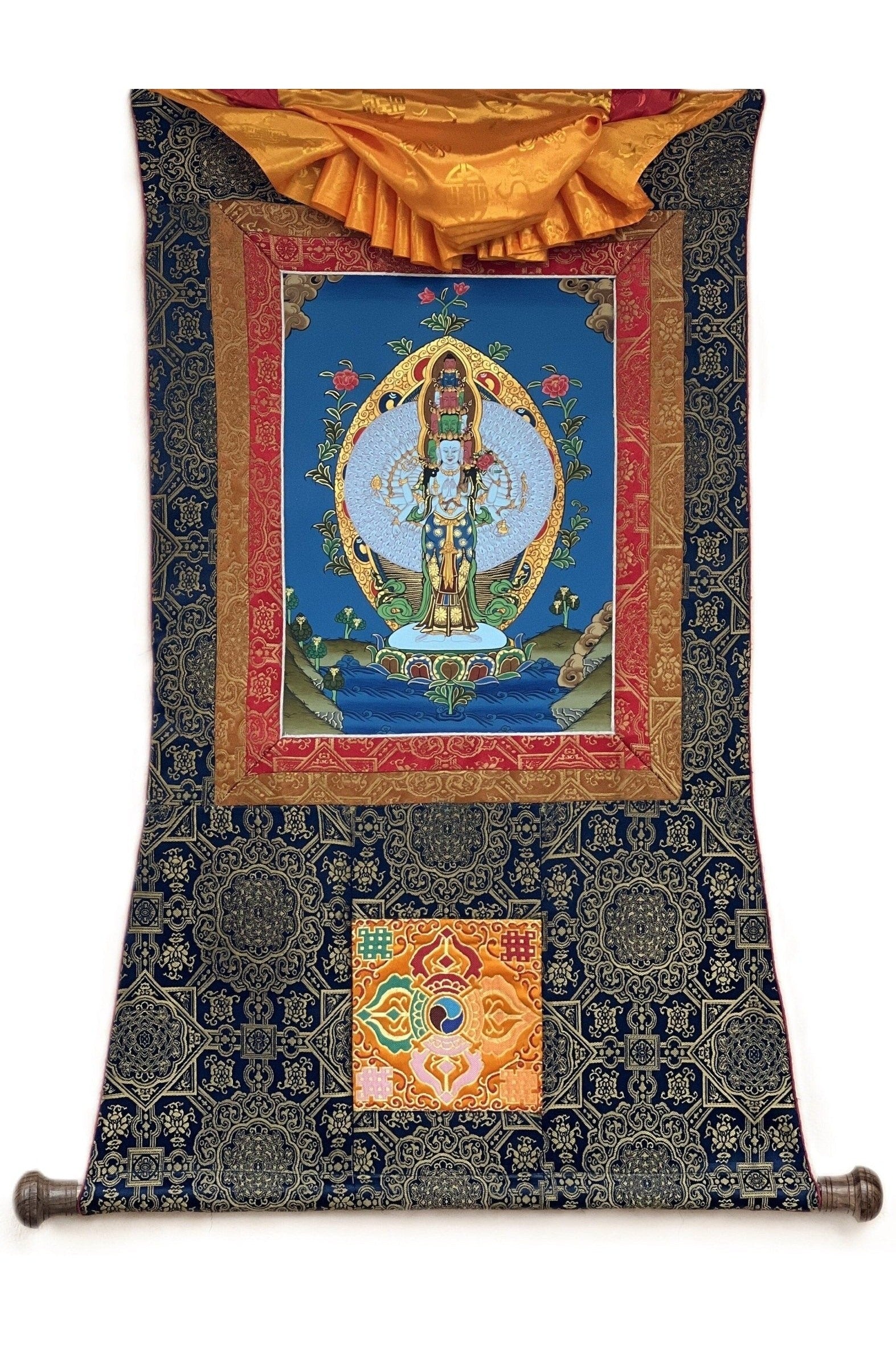 1000 - ARMED Bodhisattva Avalokitesvara/ Lokeshwor/ God of Compassion Original Tibetan Thangka Art/ Hand - Painting for Peace and Wellbeing - Tibetan Thangka Art