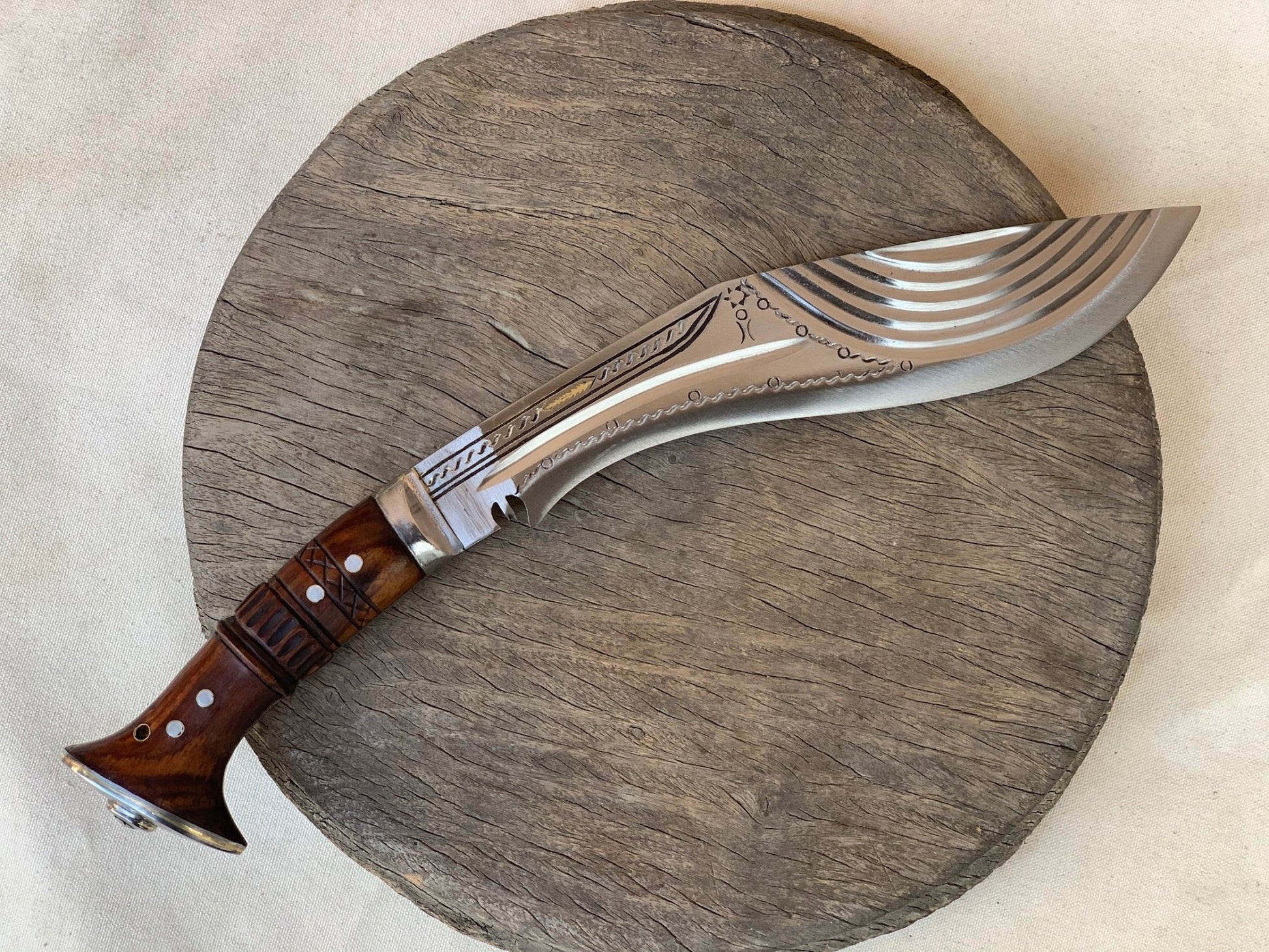 12 - Inch Blade Gurkha Nepal Hand - forged High Tempered 6 Fuller Ganjawal Khukuri/ Kukri Knife Full Tang - Tibetan Thangka Art