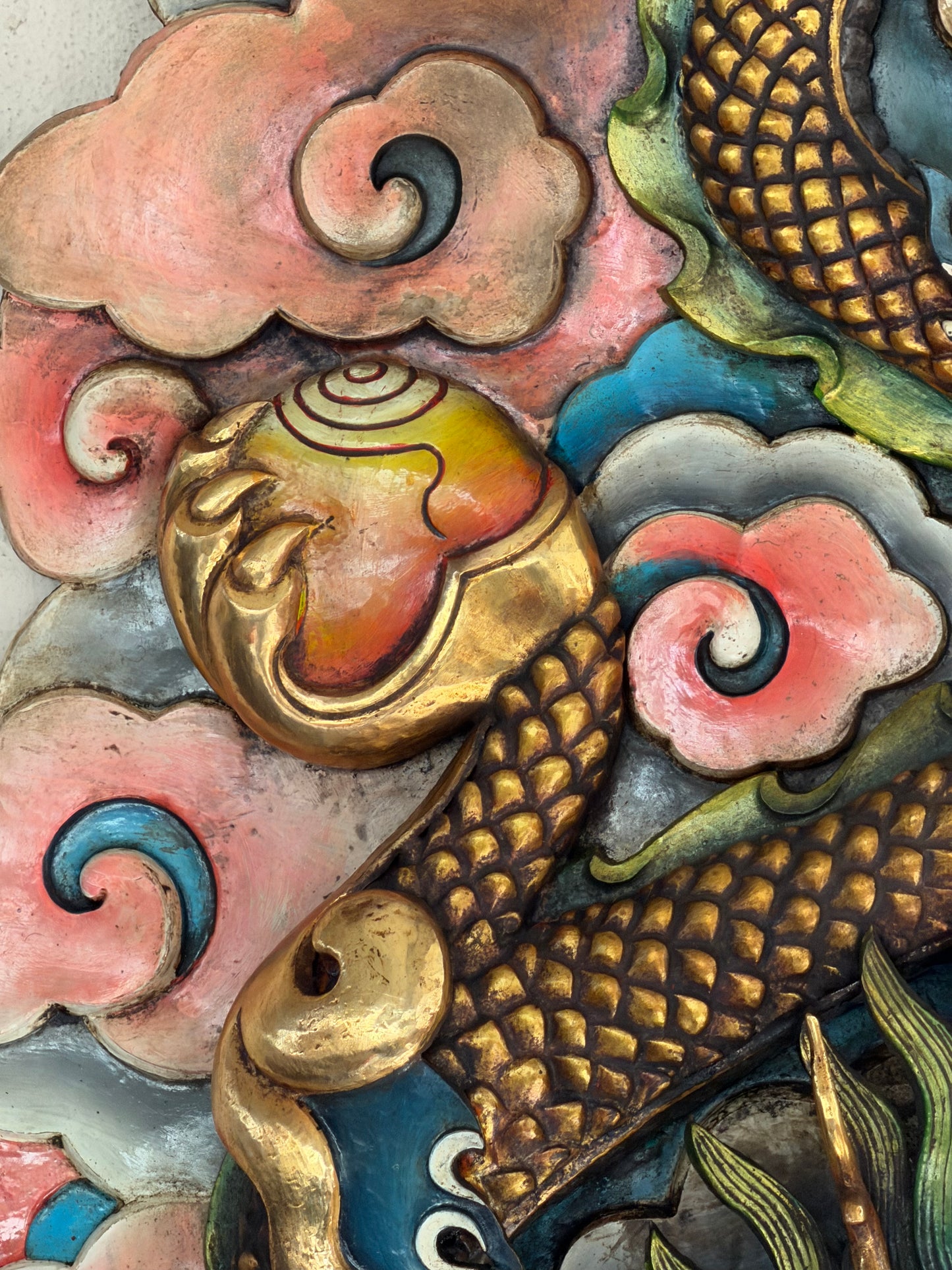 Handcrafted Copper Dragon Wall Hanging Gold-Plated Himalayan Feng Shui Protection Art – Large Statement Piece