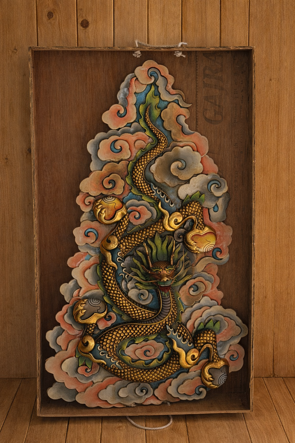 Handcrafted Copper Dragon Wall Hanging Gold-Plated Himalayan Feng Shui Protection Art – Large Statement Piece