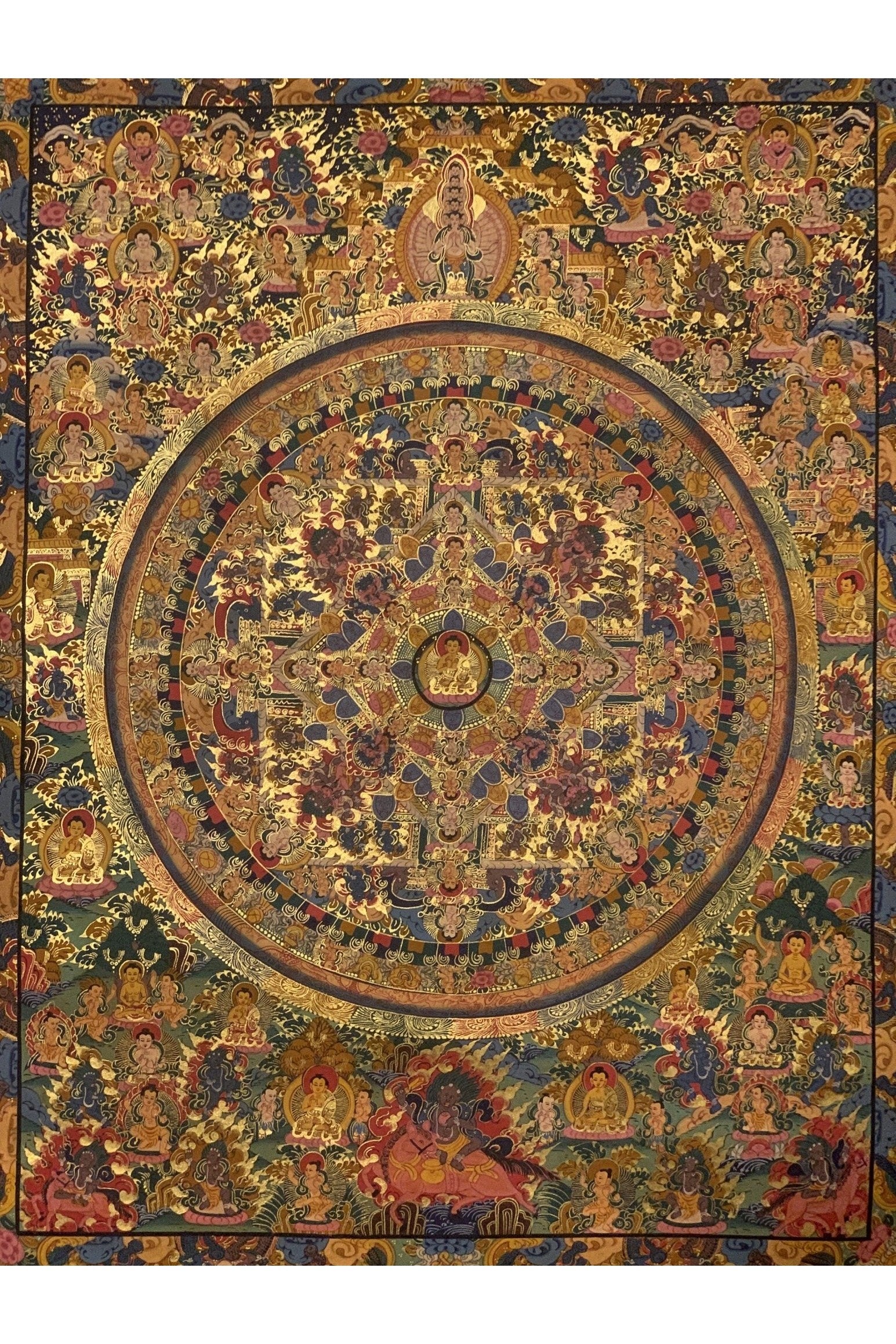 Big Circle Buddha Life/ Teaching Mandala Original Masterpiece Tibetan Thangka Painting Meditation Art - Tibetan Thangka Art