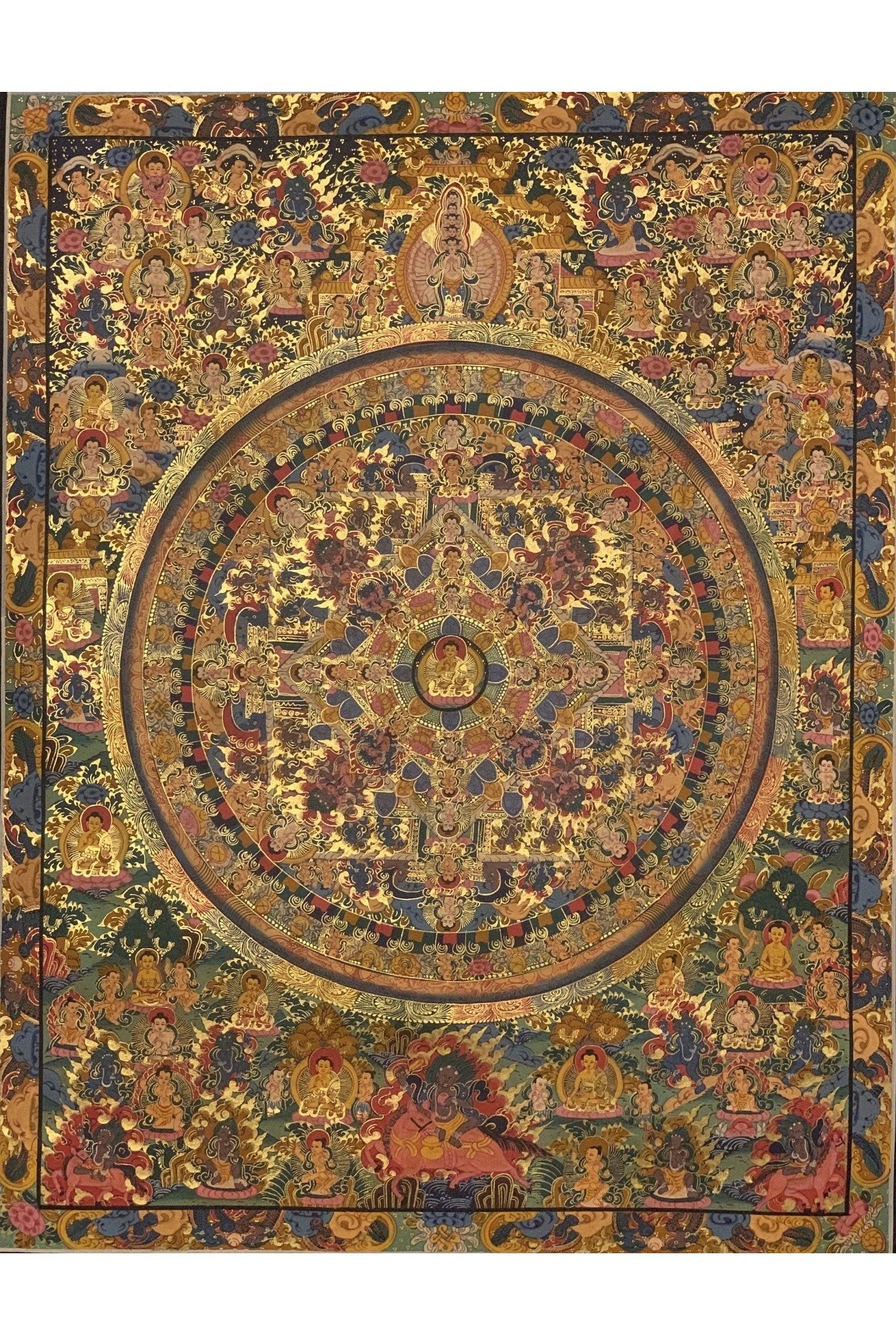 Big Circle Buddha Life/ Teaching Mandala Original Masterpiece Tibetan Thangka Painting Meditation Art - Tibetan Thangka Art
