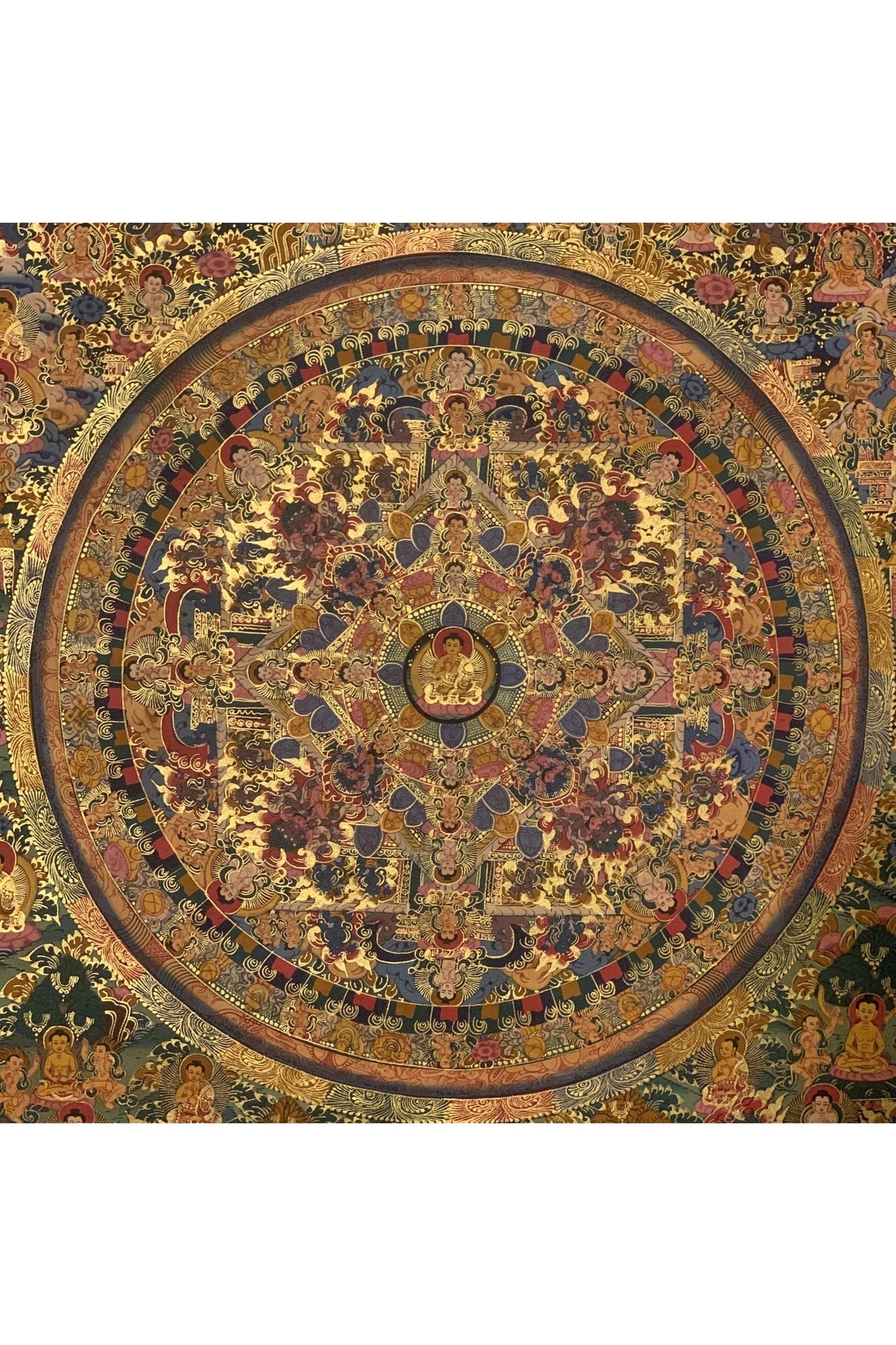 Big Circle Buddha Life/ Teaching Mandala Original Masterpiece Tibetan Thangka Painting Meditation Art - Tibetan Thangka Art