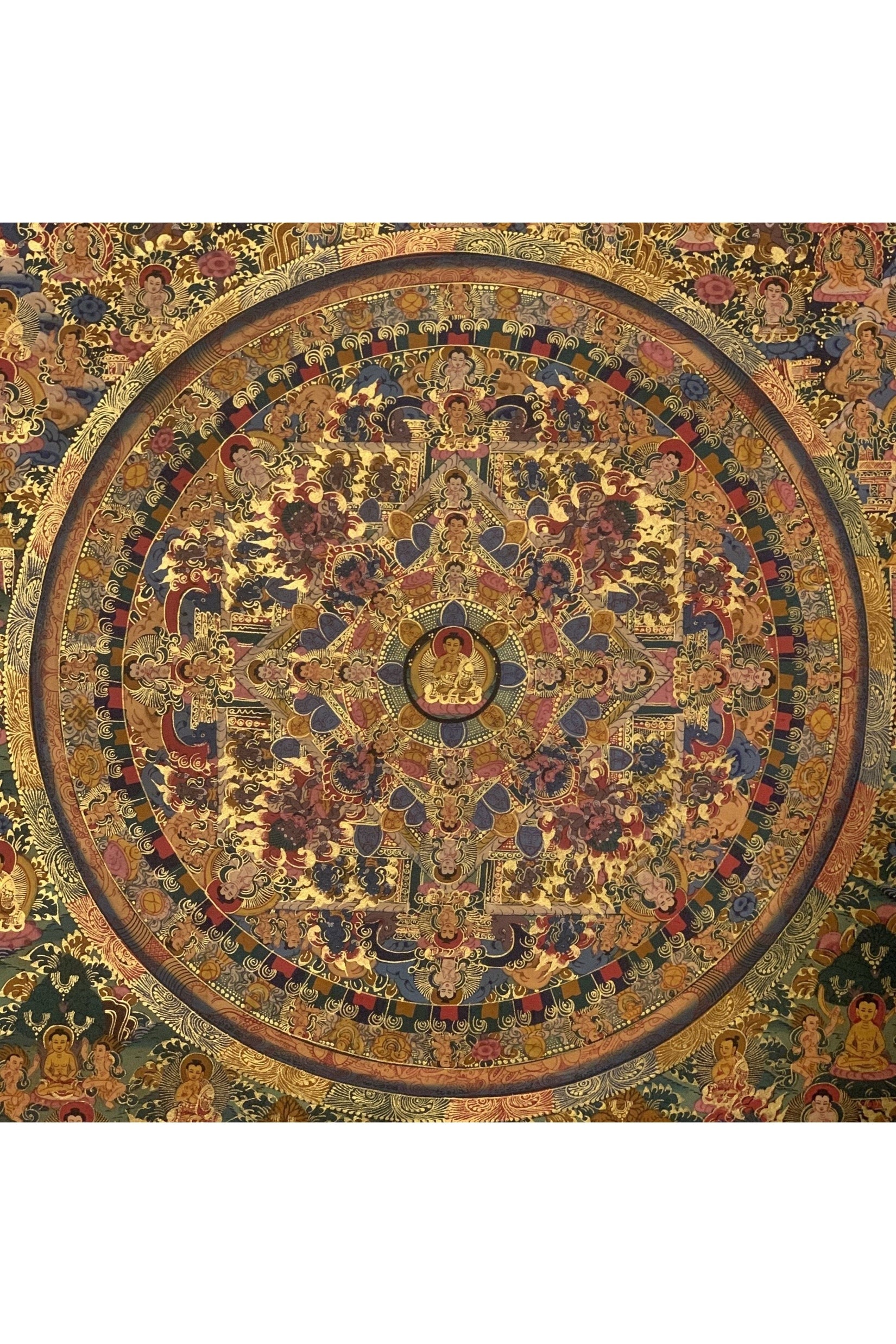Big Circle Buddha Life/ Teaching Mandala Original Masterpiece Tibetan Thangka Painting Meditation Art - Tibetan Thangka Art