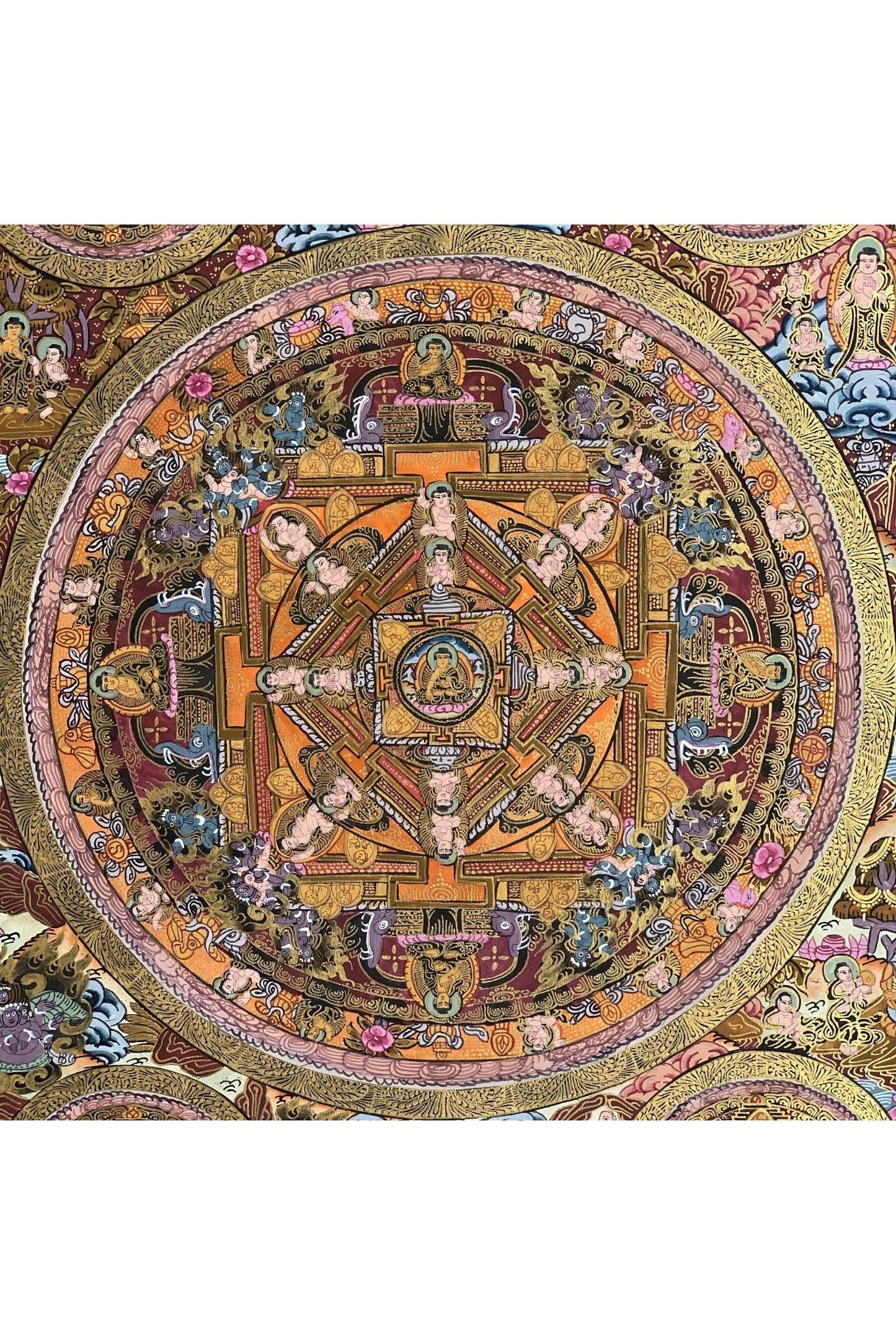 Big Circle Buddha Mandala Original Masterpiece Tibetan Thangka Painting/ Meditation Art - Tibetan Thangka Art