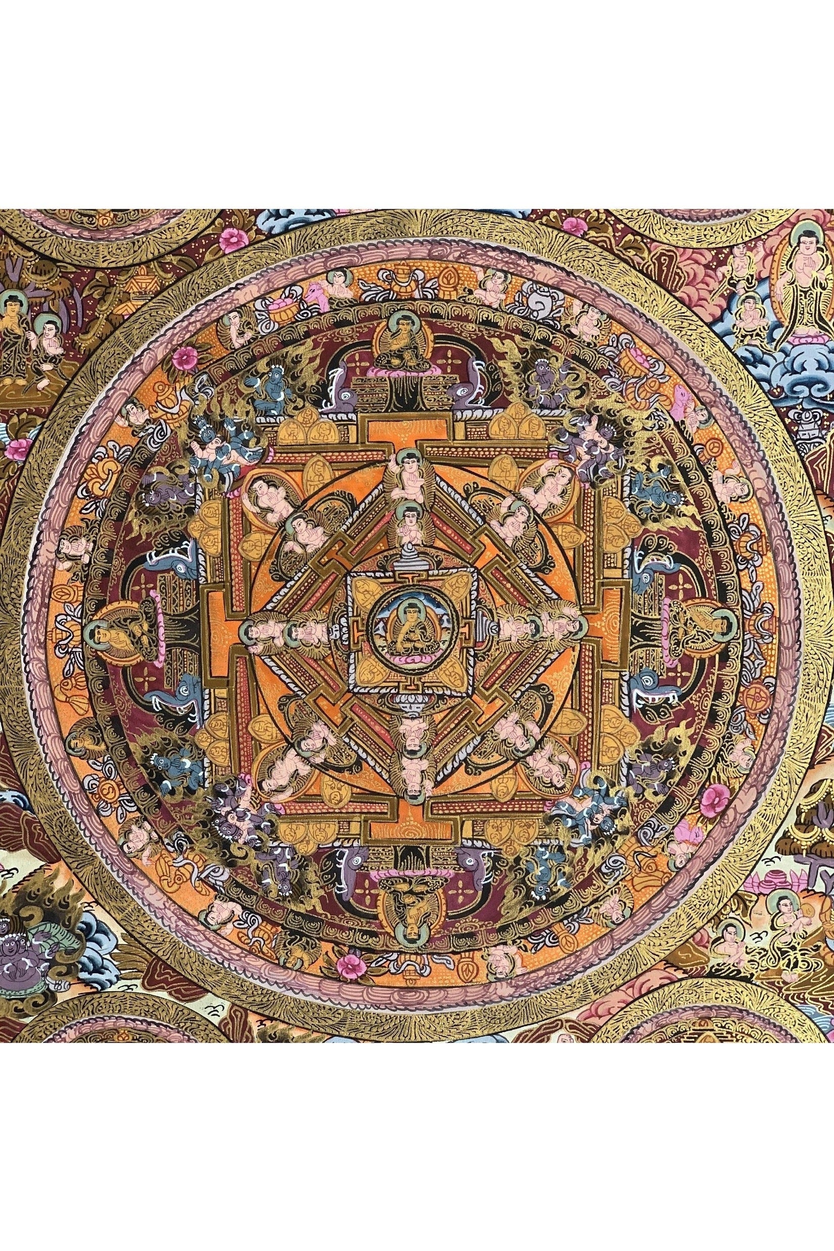 Big Circle Buddha Mandala Original Masterpiece Tibetan Thangka Painting/ Meditation Art - Tibetan Thangka Art