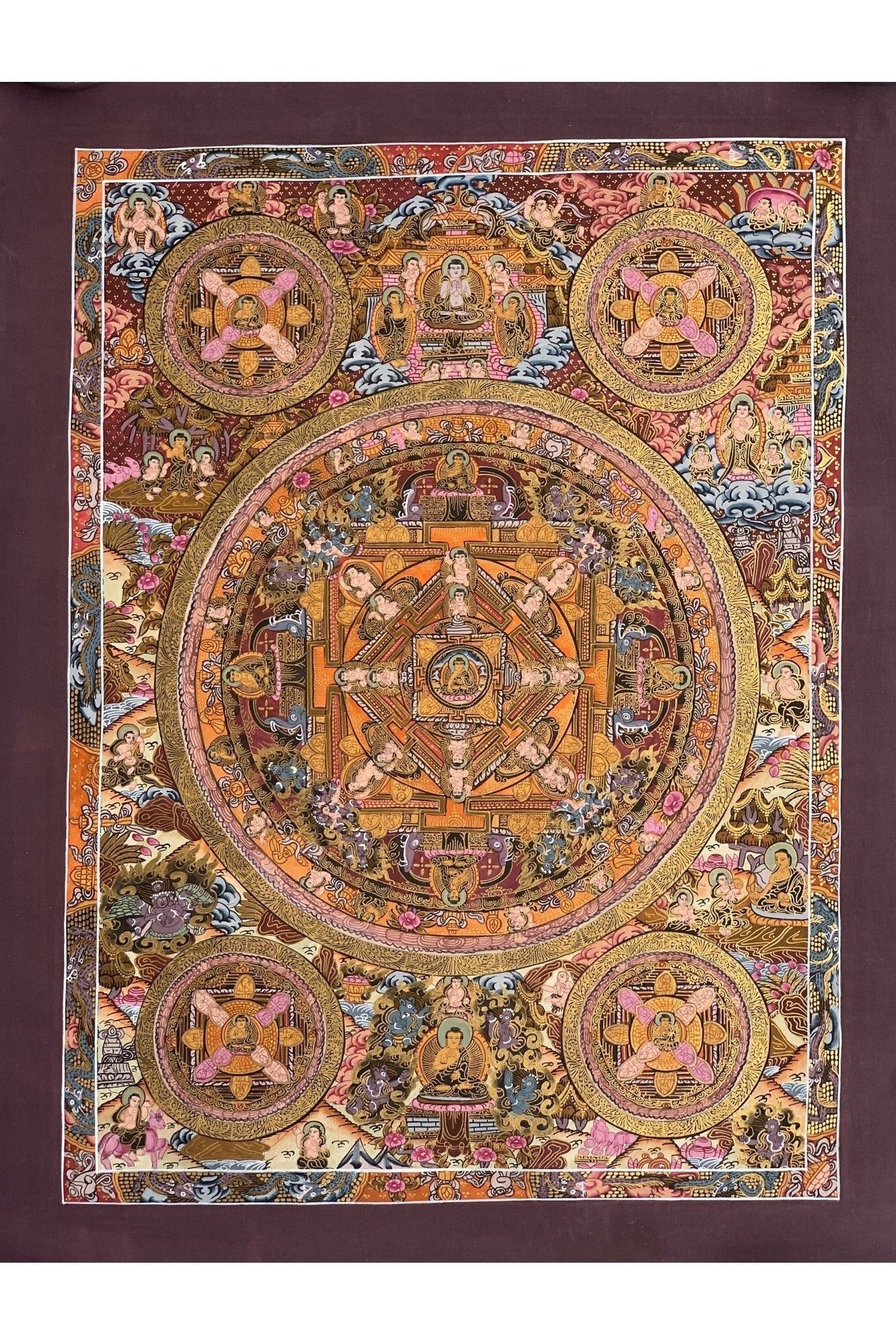 Big Circle Buddha Mandala Original Masterpiece Tibetan Thangka Painting/ Meditation Art - Tibetan Thangka Art