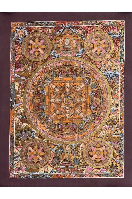 Big Circle Buddha Mandala Original Masterpiece Tibetan Thangka Painting/ Meditation Art - Tibetan Thangka Art