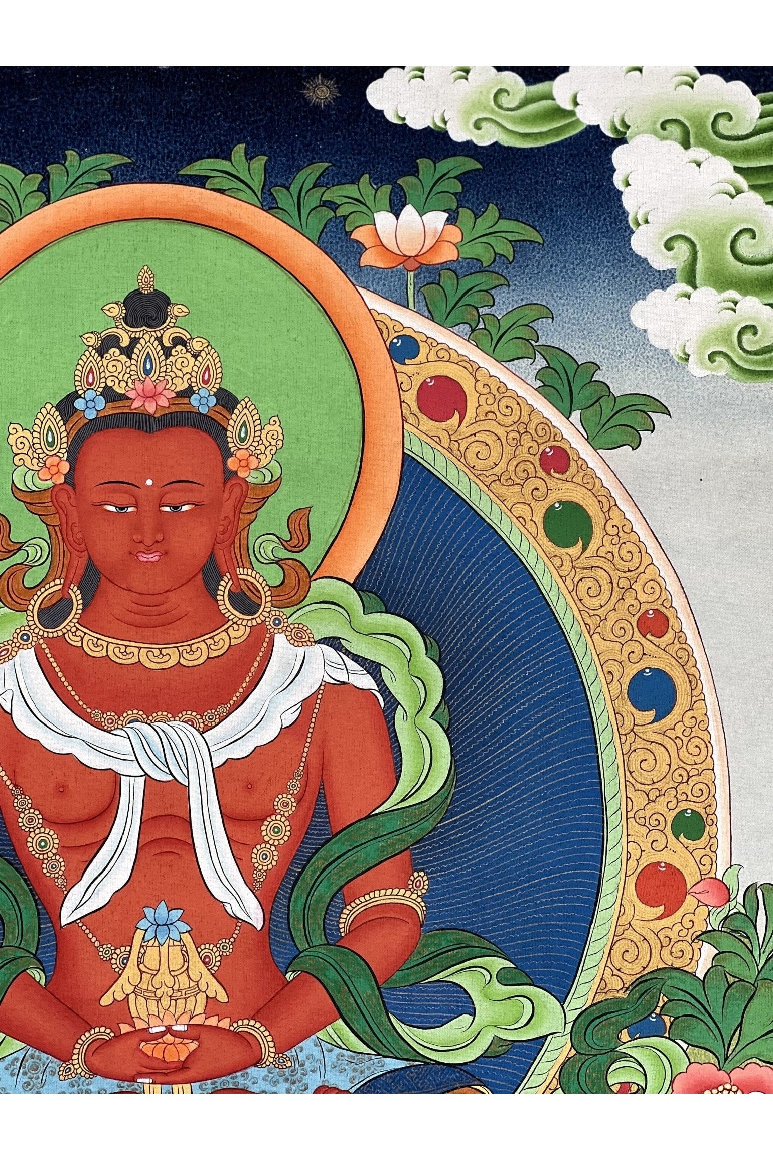 Buddha Amitayus/Aparamita/ Buddha of Eternal Life/ Pure Land Sukhavati Buddha Original Masterpiece Tibetan Thangka Painting - Tibetan Thangka Art