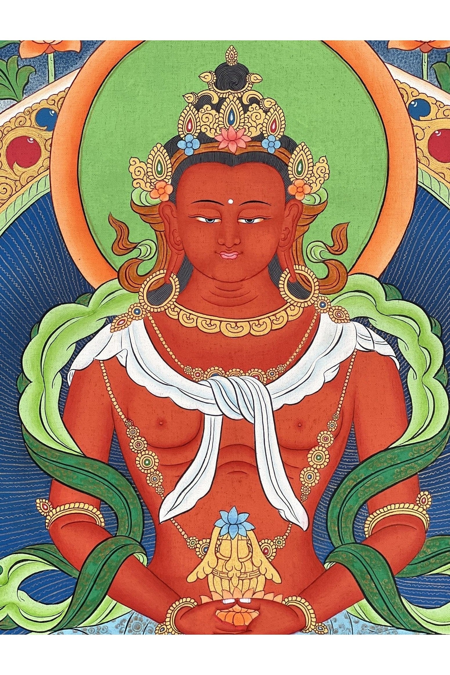 Buddha Amitayus/Aparamita/ Buddha of Eternal Life/ Pure Land Sukhavati Buddha Original Masterpiece Tibetan Thangka Painting - Tibetan Thangka Art