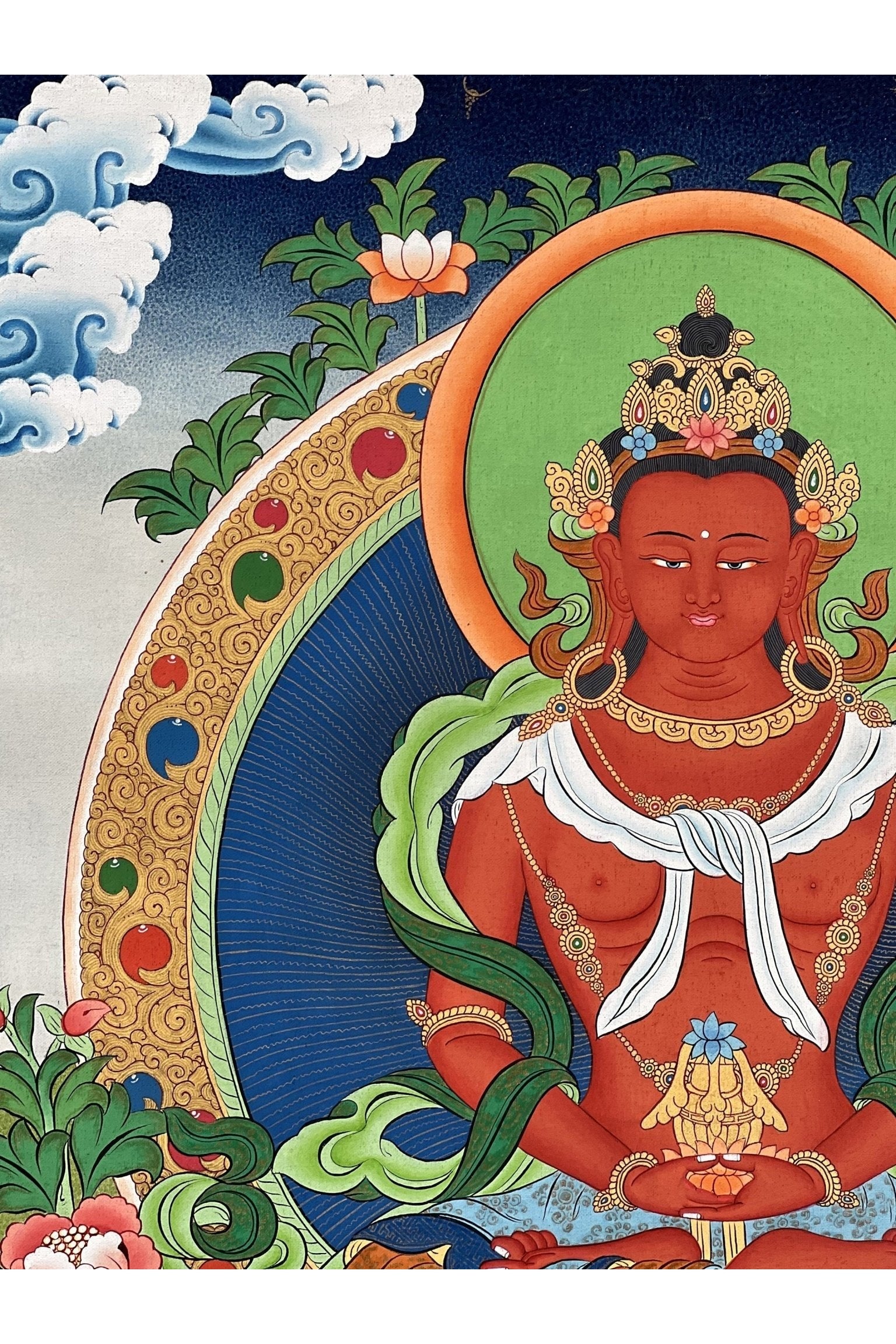 Buddha Amitayus/Aparamita/ Buddha of Eternal Life/ Pure Land Sukhavati Buddha Original Masterpiece Tibetan Thangka Painting - Tibetan Thangka Art