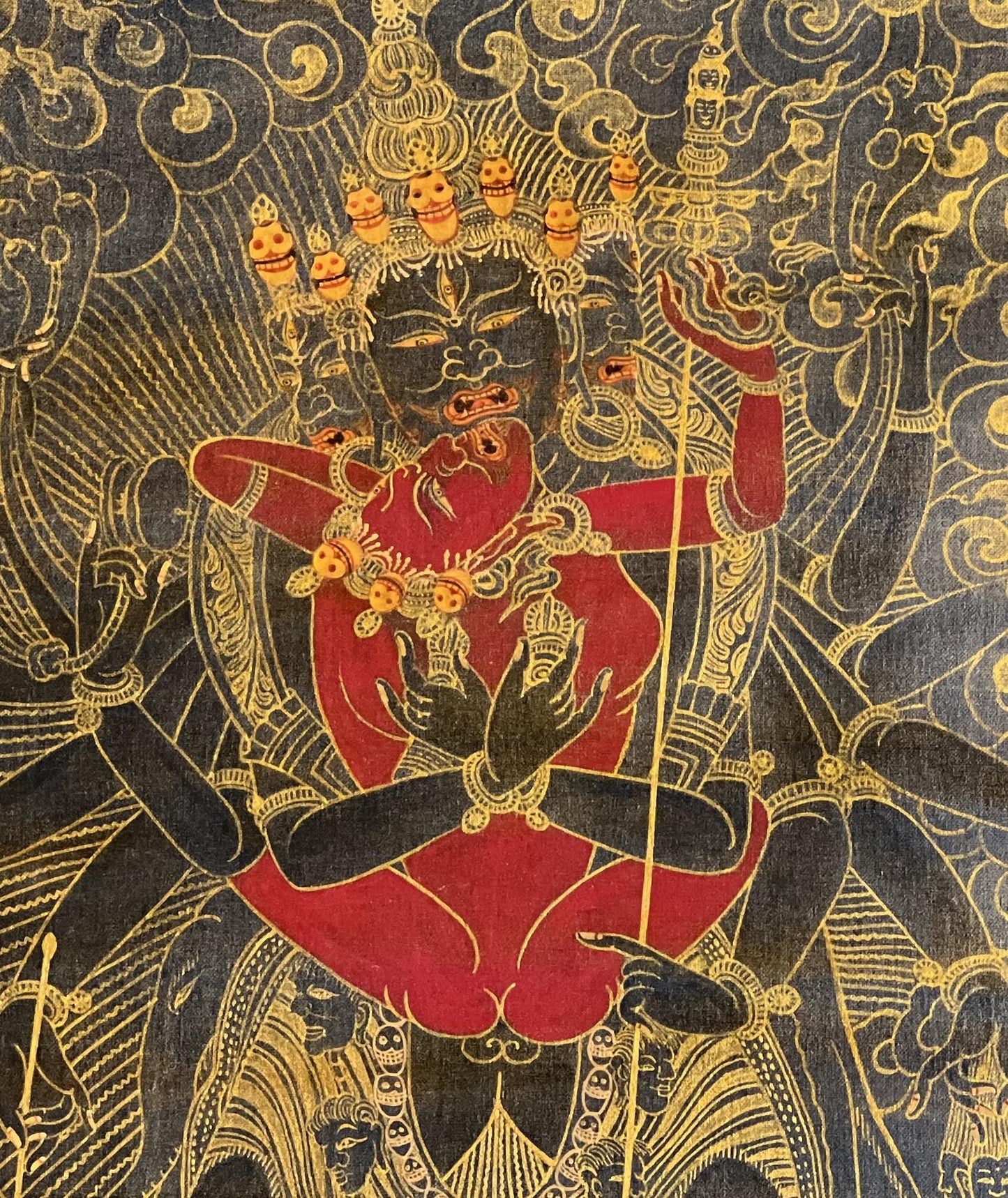 Buddha Kalachakra with Kalacakri/Visvamata in Divine Union Oil - Varnished Original Masterpiece Tibetan Thangka Painting/ Kalacakra Tantra Art - Tibetan Thangka Art