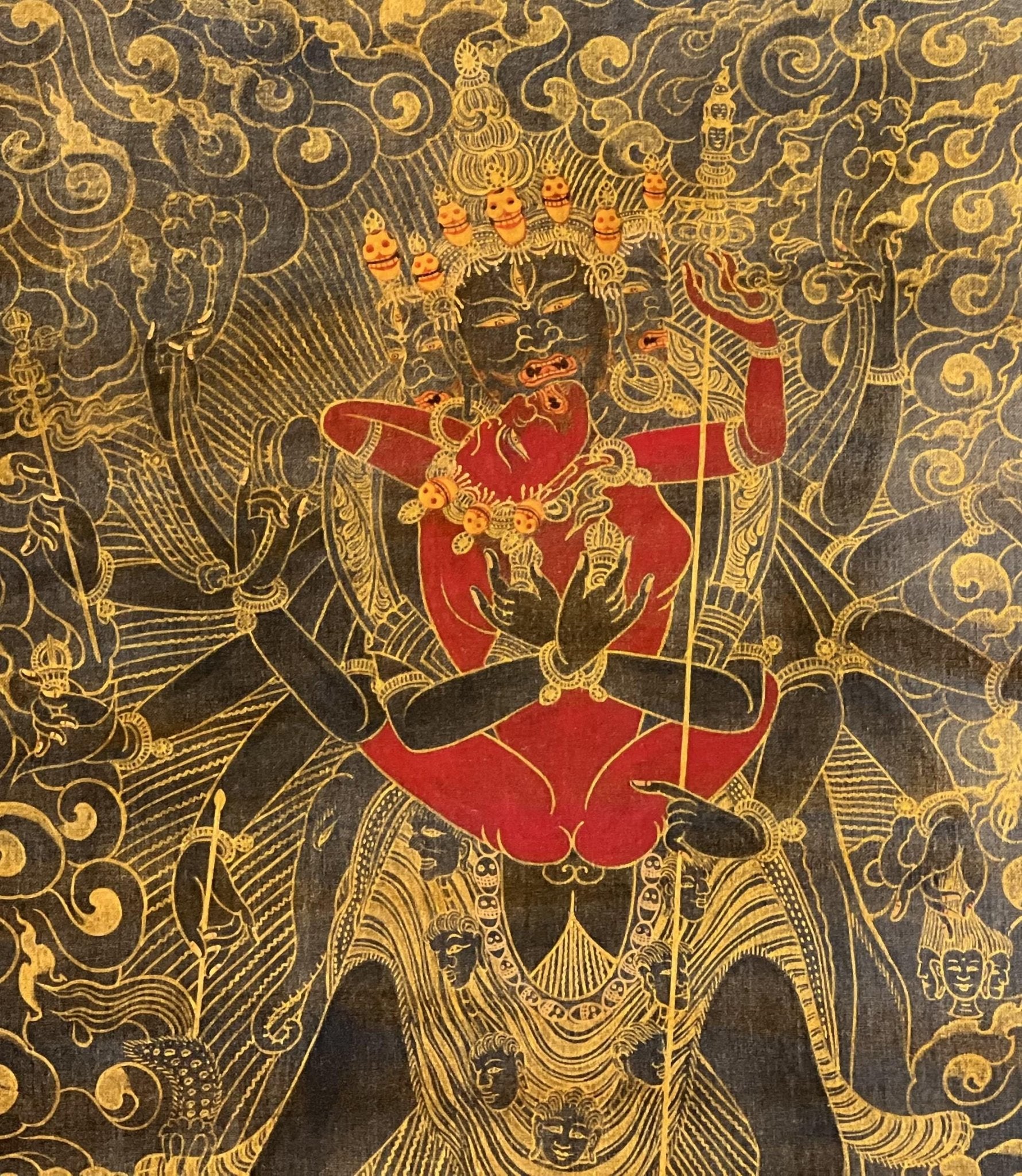 Buddha Kalachakra with Kalacakri/Visvamata in Divine Union Oil - Varnished Original Masterpiece Tibetan Thangka Painting/ Kalacakra Tantra Art - Tibetan Thangka Art
