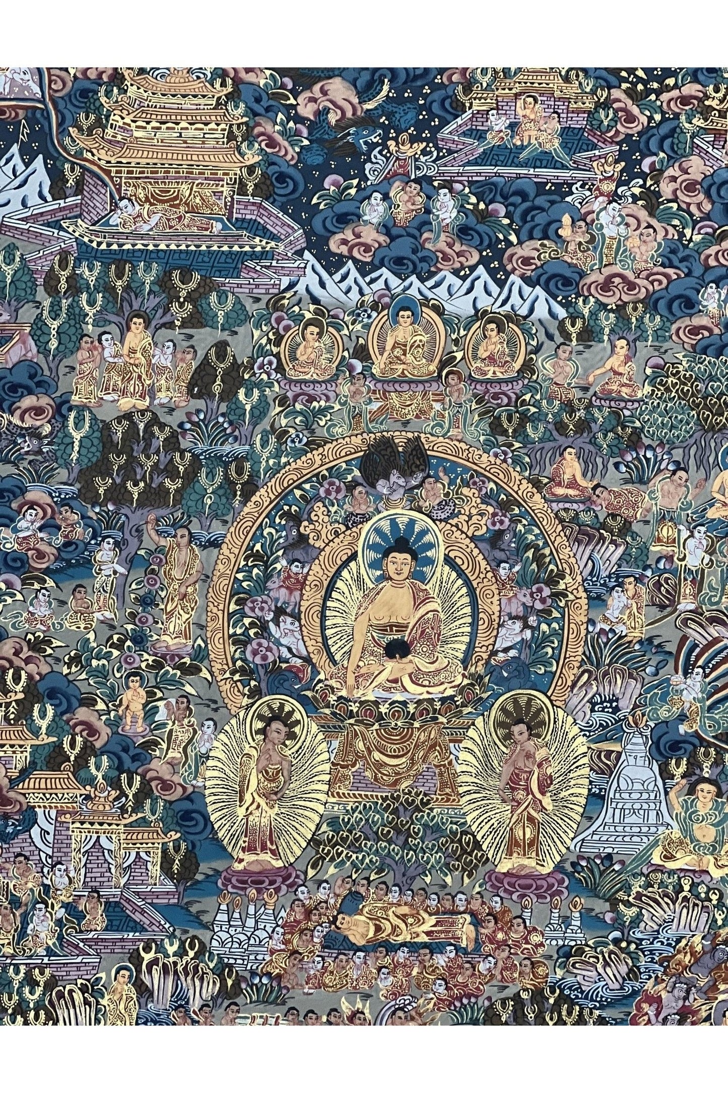 Buddha Life/ Bhavacakra/ Wheel of Life Mandala Master Quality Gold Tibetan Thangka Painting/ Original Meditation Art - Tibetan Thangka Art