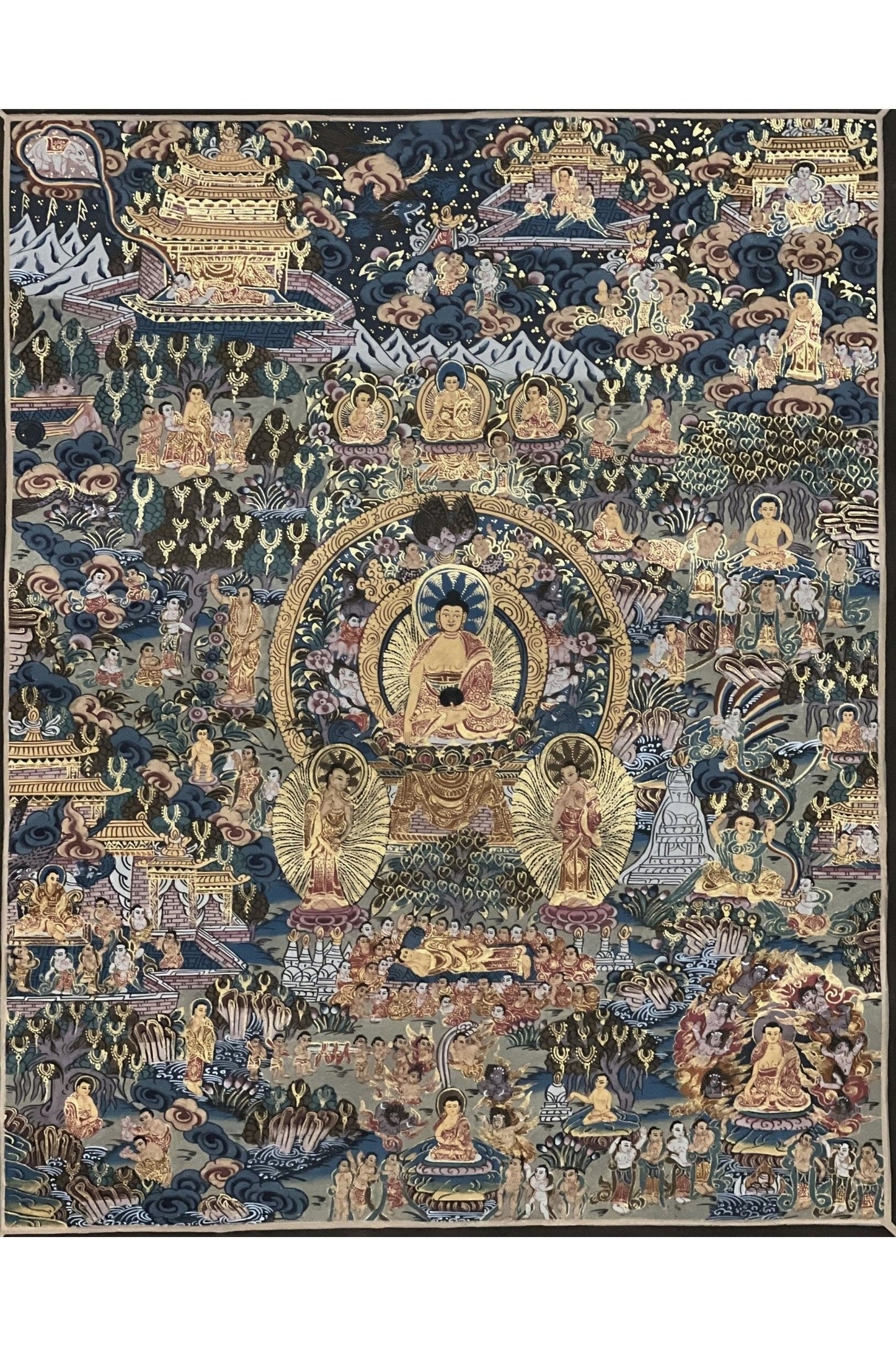 Buddha Life/ Bhavacakra/ Wheel of Life Mandala Master Quality Gold Tibetan Thangka Painting/ Original Meditation Art - Tibetan Thangka Art