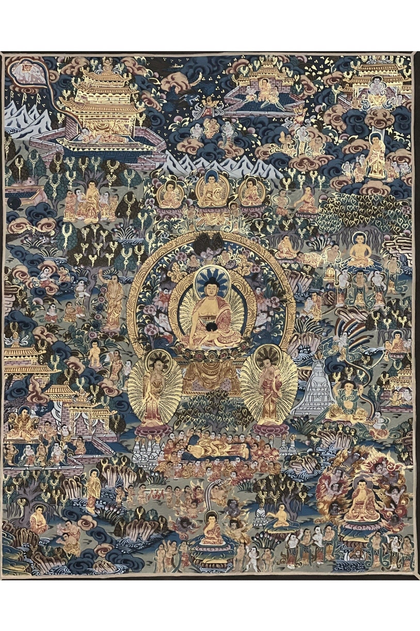 Buddha Life/ Bhavacakra/ Wheel of Life Mandala Master Quality Gold Tibetan Thangka Painting/ Original Meditation Art - Tibetan Thangka Art