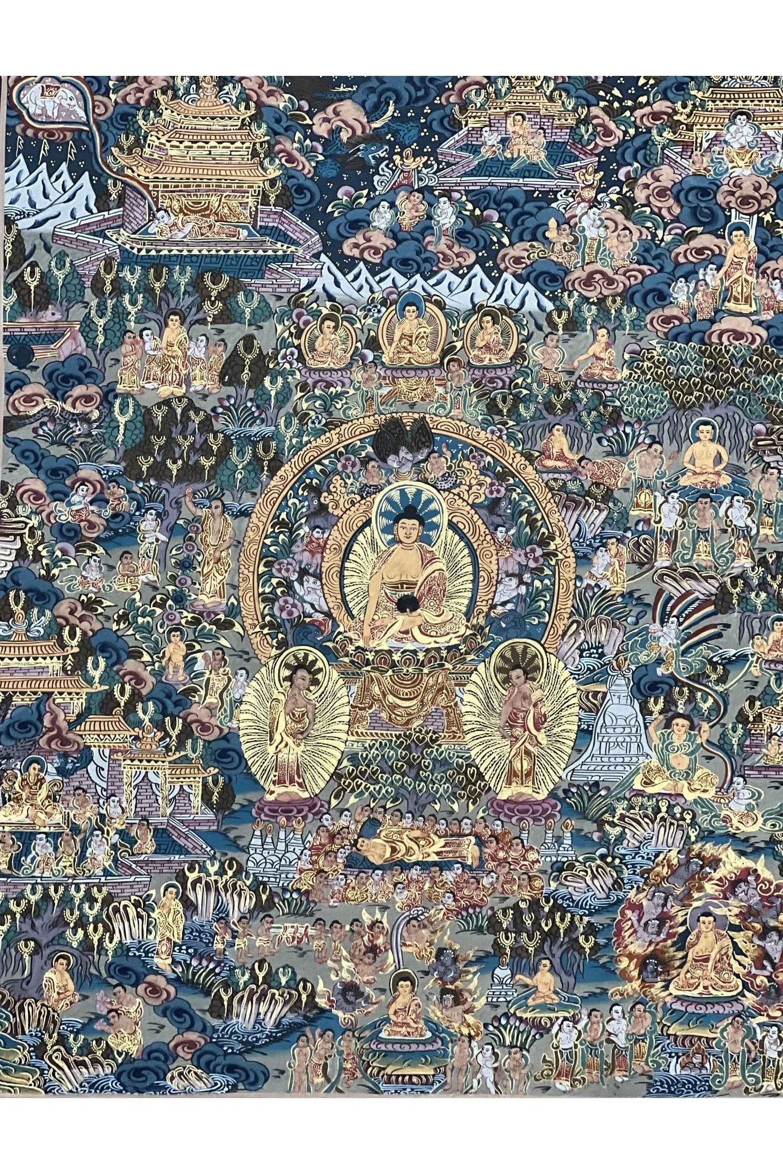Buddha Life/ Bhavacakra/ Wheel of Life Mandala Master Quality Gold Tibetan Thangka Painting/ Original Meditation Art - Tibetan Thangka Art