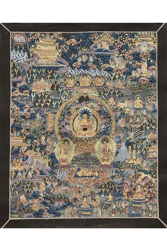 Buddha Life/ Bhavacakra/ Wheel of Life Mandala Master Quality Gold Tibetan Thangka Painting/ Original Meditation Art - Tibetan Thangka Art