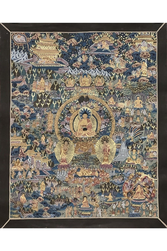 Buddha Life/ Bhavacakra/ Wheel of Life Mandala Master Quality Gold Tibetan Thangka Painting/ Original Meditation Art - Tibetan Thangka Art