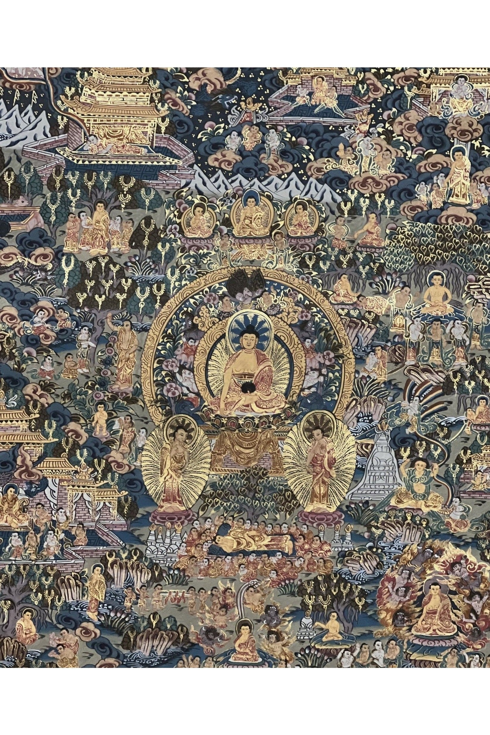 Buddha Life/ Bhavacakra/ Wheel of Life Mandala Master Quality Gold Tibetan Thangka Painting/ Original Meditation Art - Tibetan Thangka Art